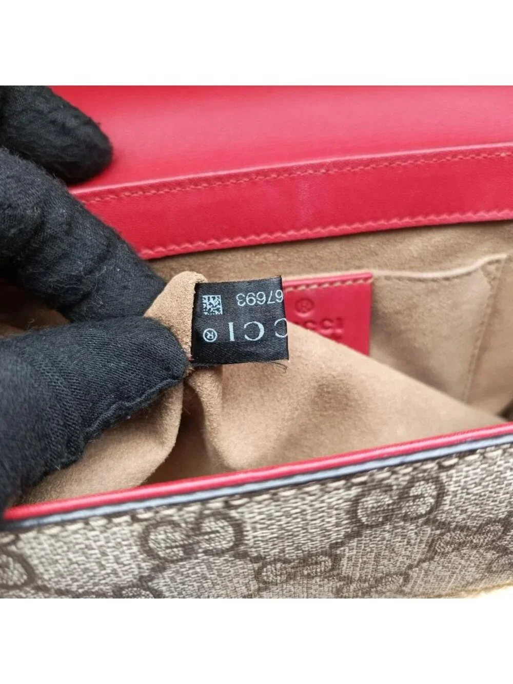 Gucci Padlock Beige Red Pink Leather Shoulder Bag
